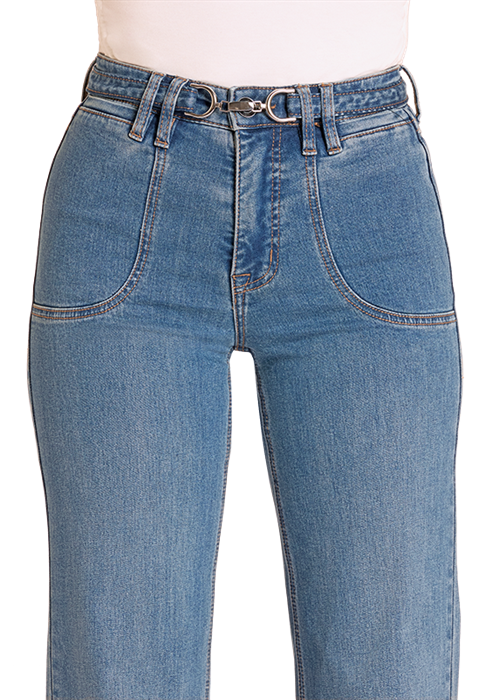 Rock & Roll High Rise Wide Leg with Metal Clasp Belt