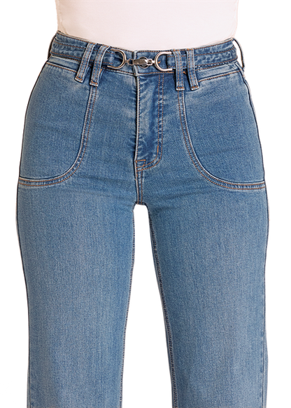 Rock & Roll High Rise Wide Leg with Metal Clasp Belt