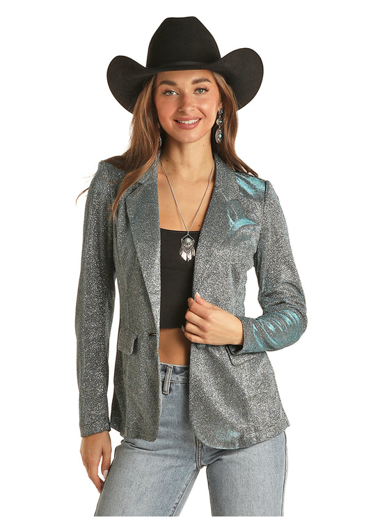 Rock & Roll Iridescent Blazer Teal