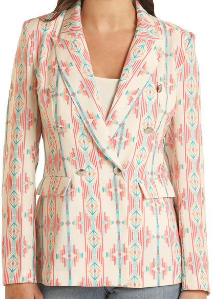 Rock & Roll Print Blazer Natural