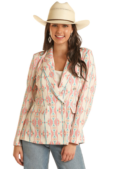 Rock & Roll Print Blazer Natural