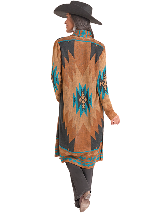 Rock & Roll Aztec Knit Duster Rust