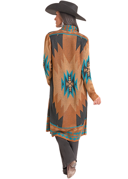 Rock & Roll Aztec Knit Duster Rust