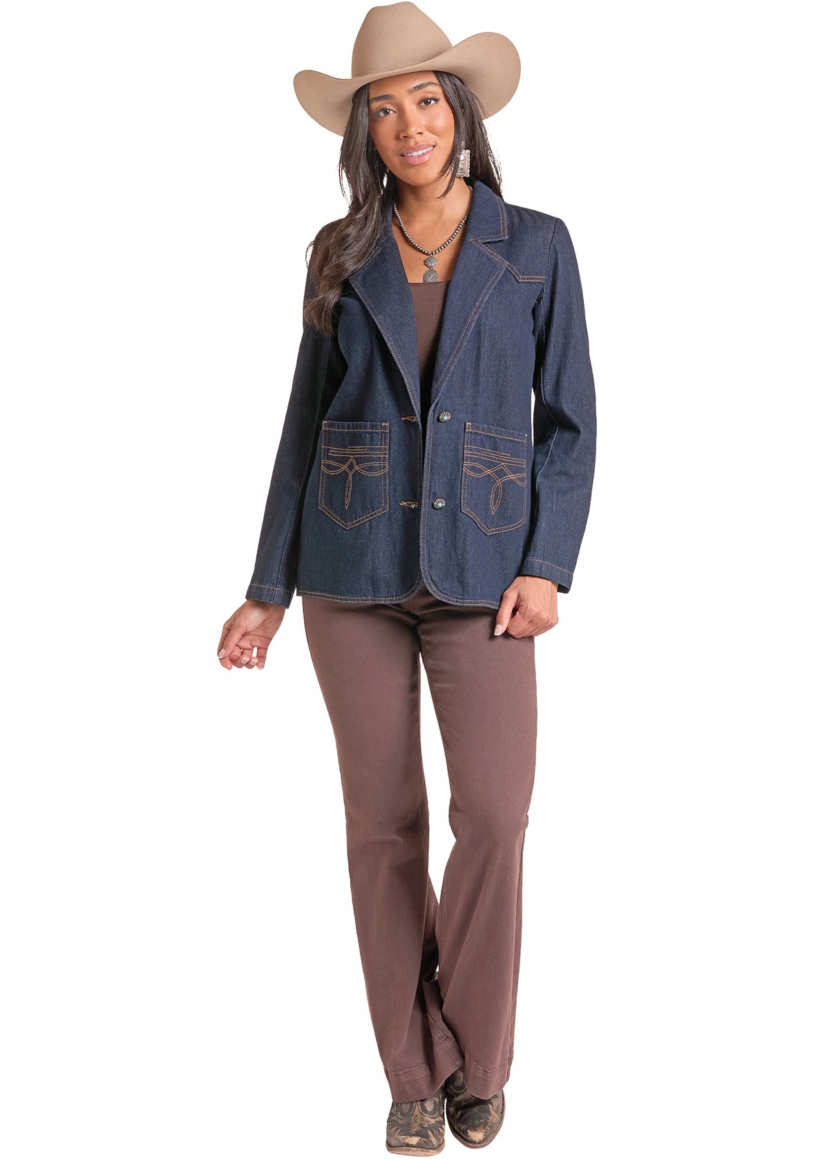 Rock & Roll Denim Boot Stitch Blazer