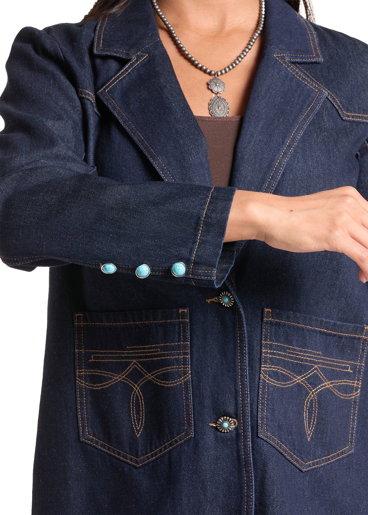Rock & Roll Denim Boot Stitch Blazer
