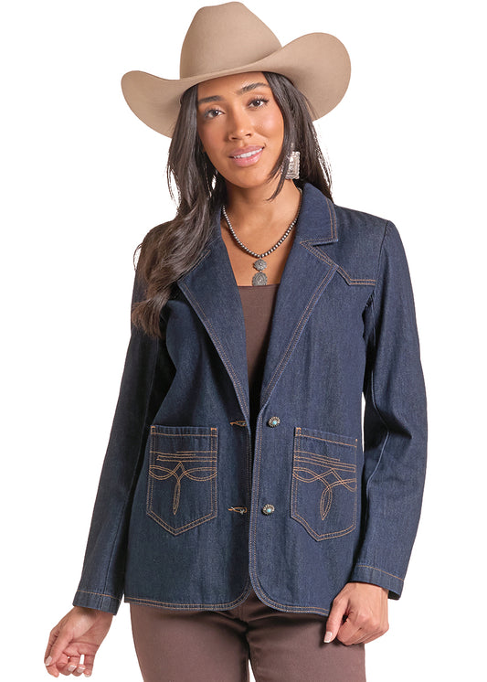 Rock & Roll Denim Boot Stitch Blazer