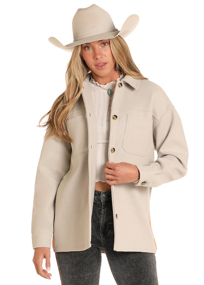 Rock & Roll Cream Pattern Shirt Jacket