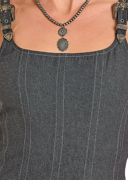 Rock & Roll Buckle Maxi Dress Black