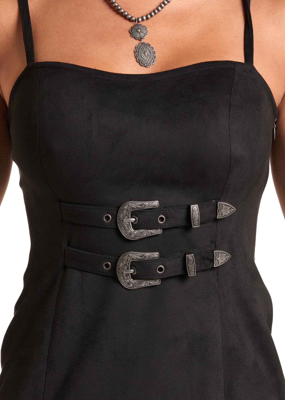 Rock & Roll Microsuede Buckle Dress