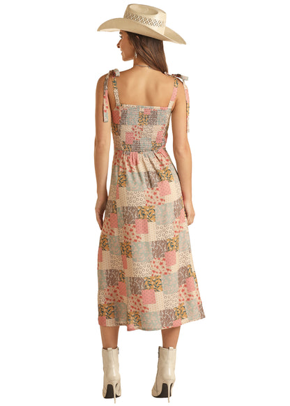 Rock & Roll Patchwork Dress Rose/Mauve