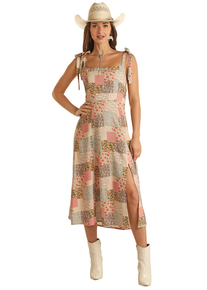 Rock & Roll Patchwork Dress Rose/Mauve