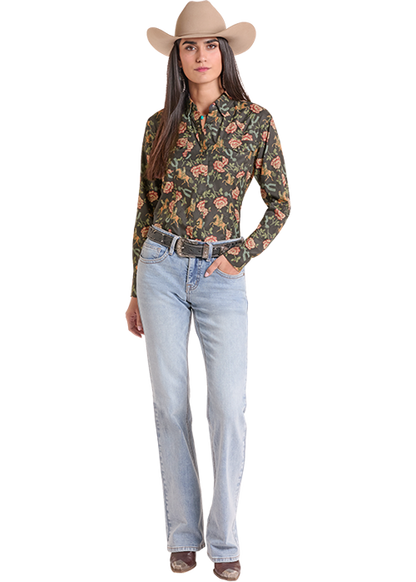 Rock & Roll Tek Western Floral Print Black