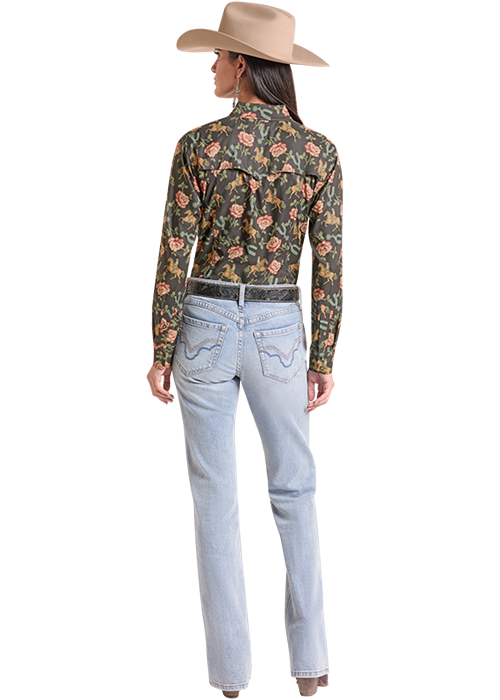 Rock & Roll Tek Western Floral Print Black
