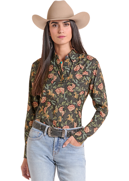 Rock & Roll Tek Western Floral Print Black