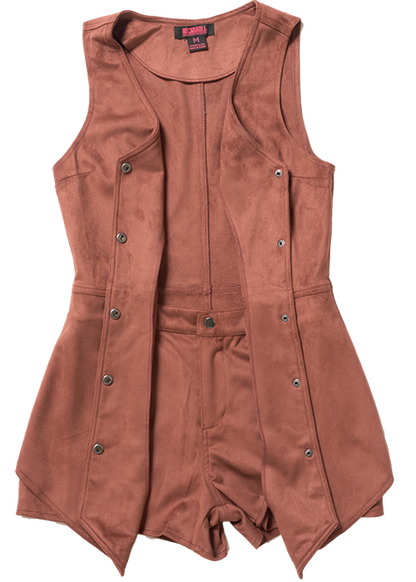 Rock & Roll Microsuede Arrow Romper Brass