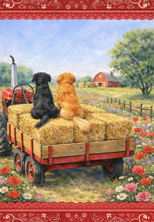 Charleston Best Friends on A Wagon Garden Flag