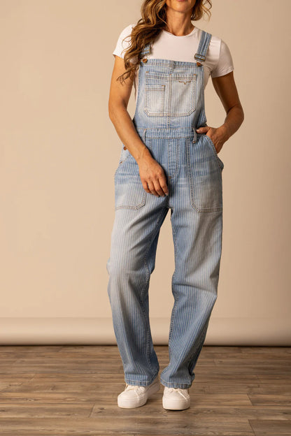 Kimes Ranch Billy Stripe Denim Overalls