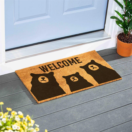 Evergreen High Country Bear Trio Coir Mat Welcome 28x16