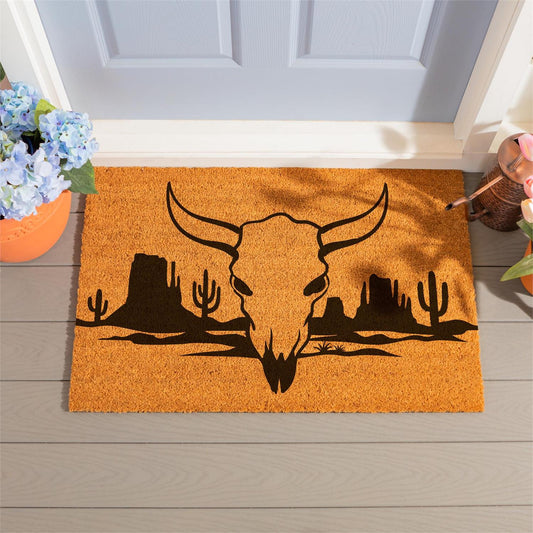 Evergreen Southwest Pueblo Coir Mat Steer Skull