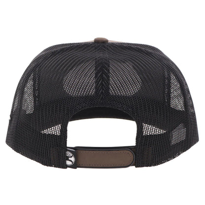 Hooey CR123 Brown Black 5-Panel Trucker with Yellow Black Oval Patch