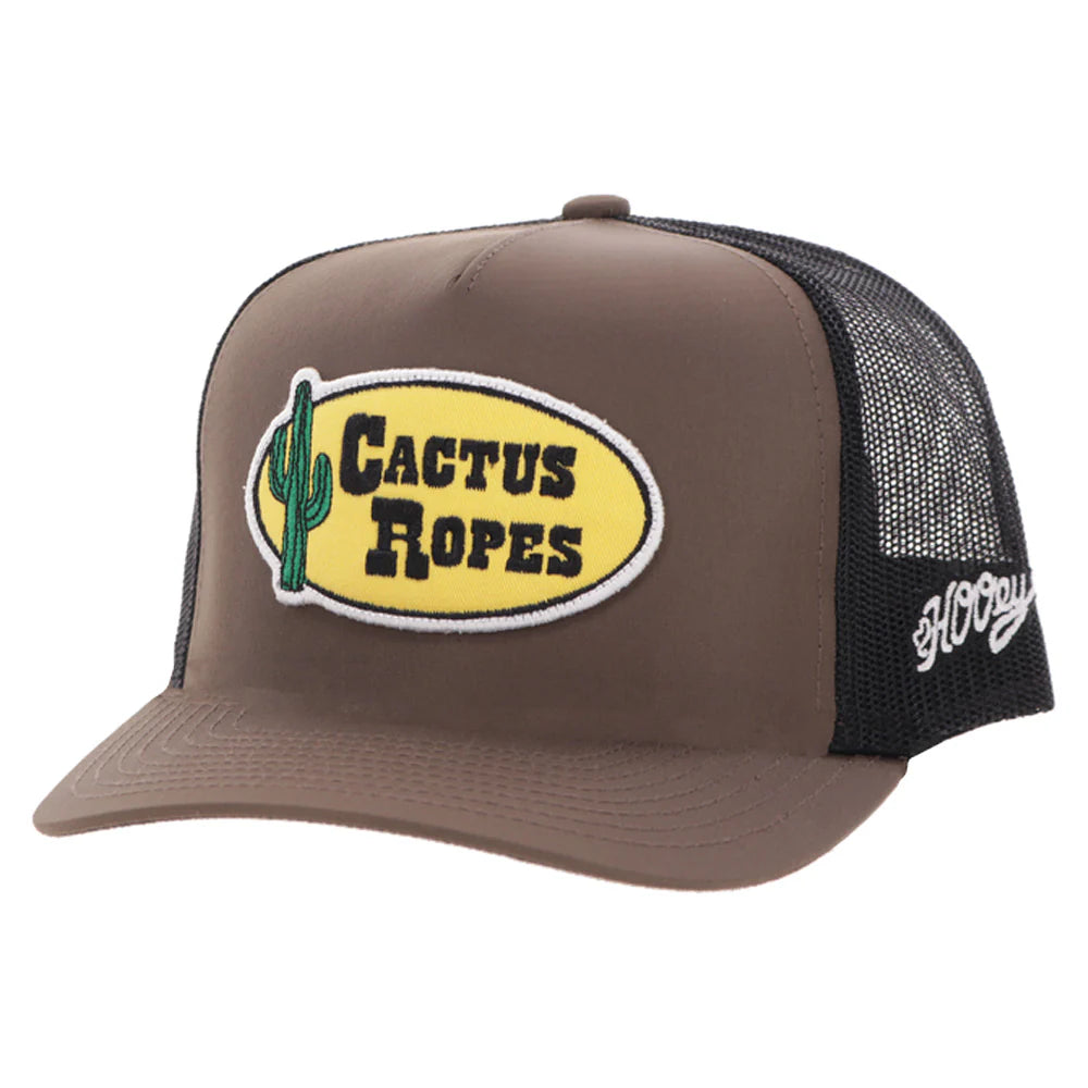 Hooey CR123 Brown Black 5-Panel Trucker with Yellow Black Oval Patch