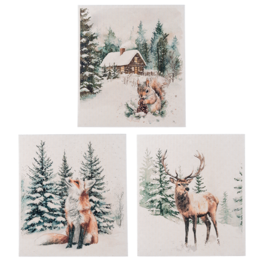 Winter Woodland Reusable Dish Cloth
