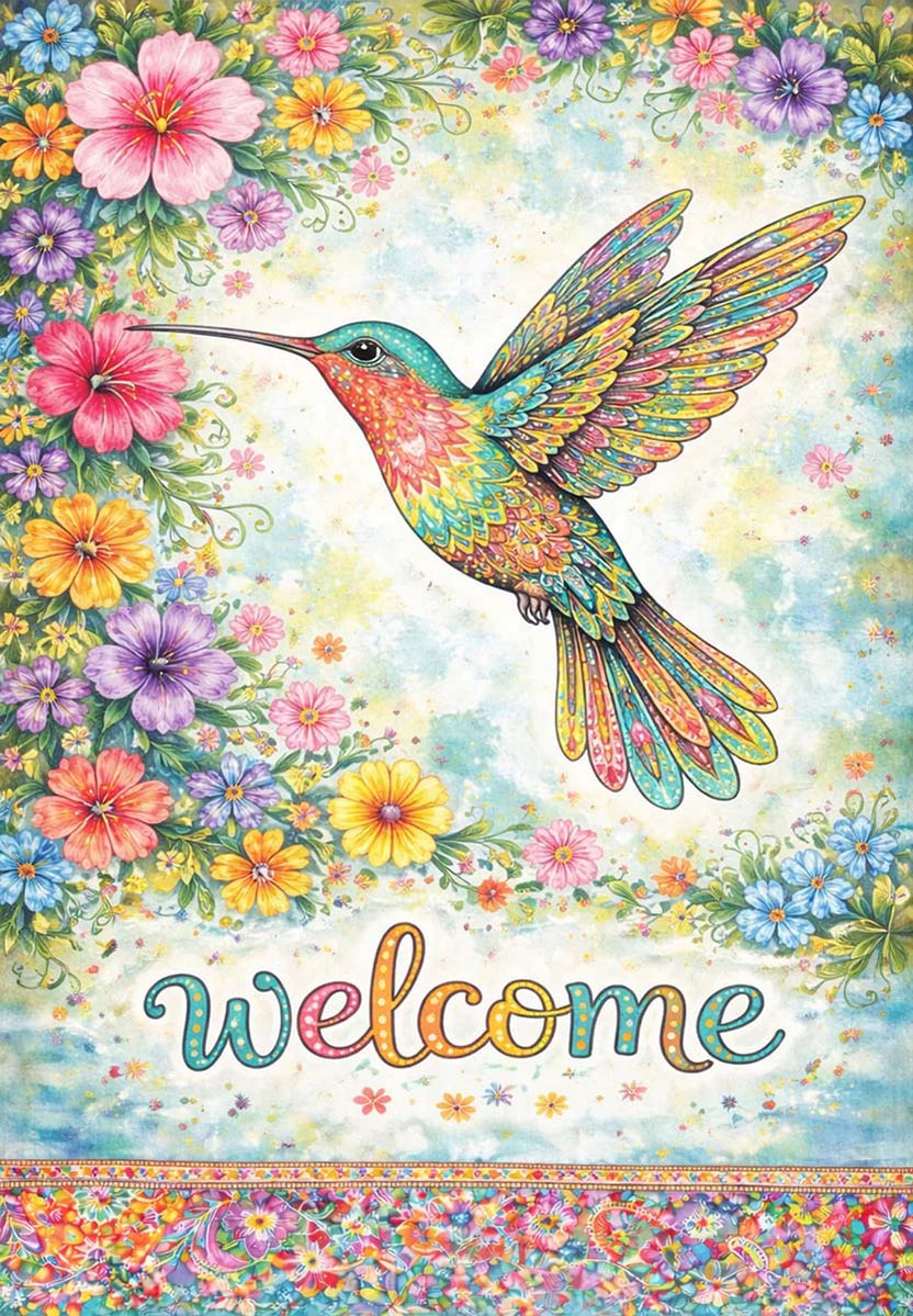 Charleston Colorful Hummingbird Garden Flag
