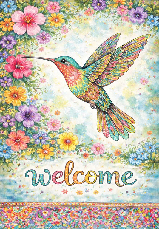 Charleston Colorful Hummingbird Garden Flag