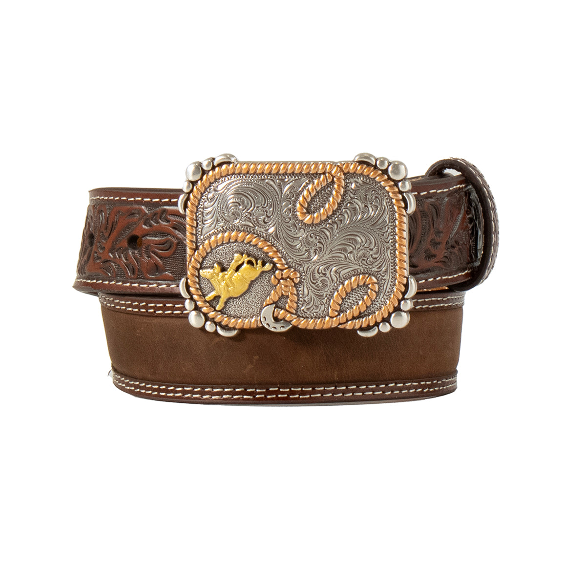 3D Floral Billet Crazy Horse Inlay Brown