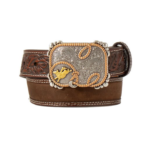 3D Floral Billet Crazy Horse Inlay Brown