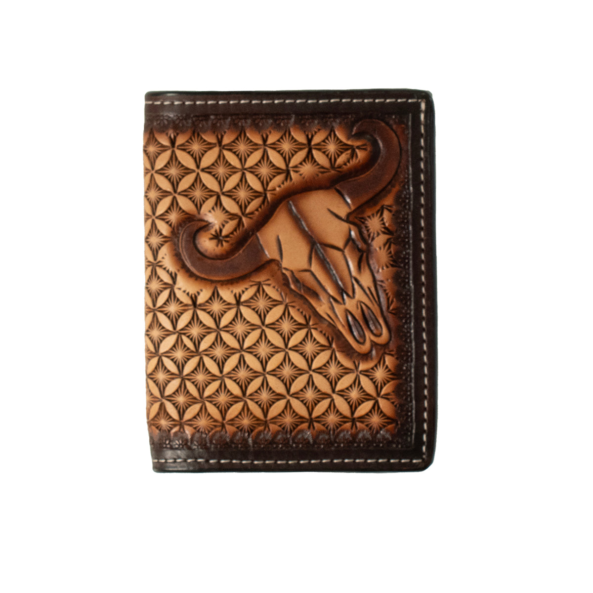 3D Cow Skull Tooled Trifold