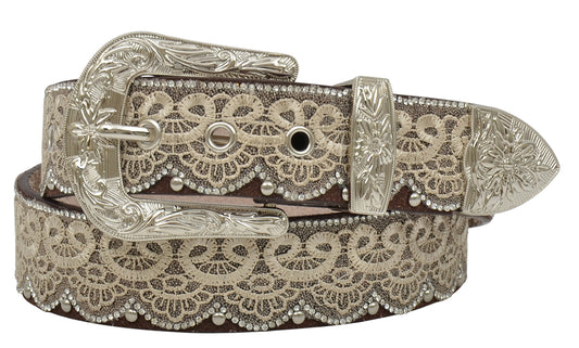 Angel Ranch Leather/White Lace Belt