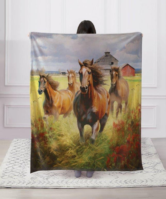 Duke Imports Horses on the Farm Throw