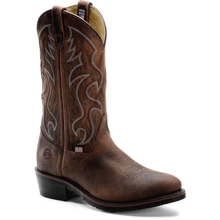 Double H Brown Round Toe