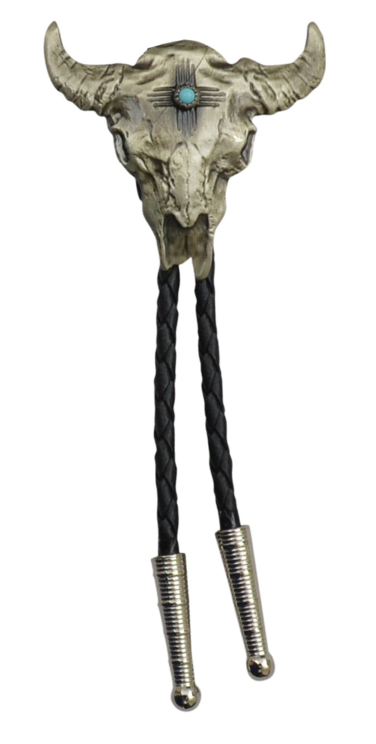 Silver Strike Antique Skull Bolo Tie