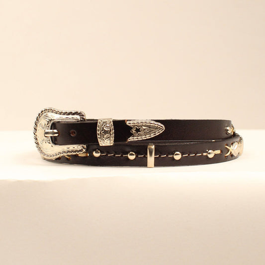 3D Hat Band Brown w/ White Contrast Stitch