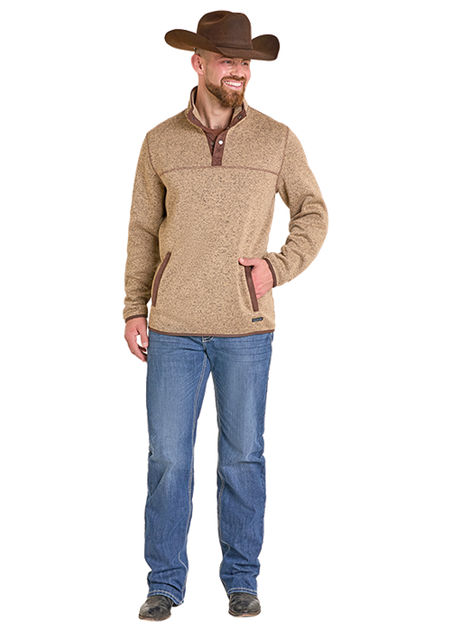 Panhandle Slim Melange Henley Pullover Tan
