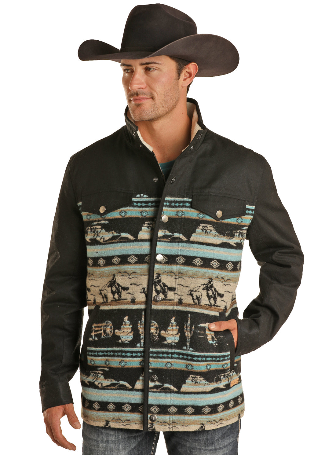 Powder River Scenic Wool/Canvas Coat Black