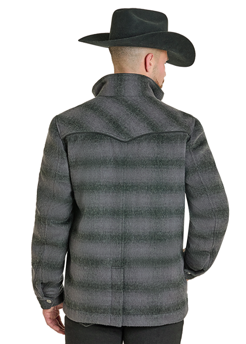 Powder River Heavy Brushed Plaid Wool Jacket Black
