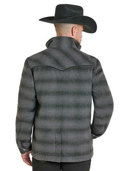 Powder River Heavy Brushed Plaid Wool Jacket Black