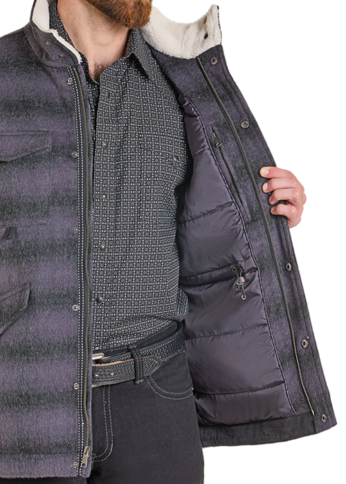 Powder River Heavy Brushed Plaid Wool Jacket Black