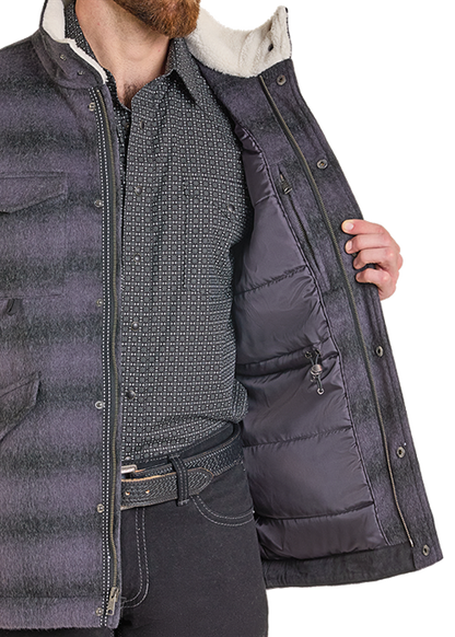 Powder River Heavy Brushed Plaid Wool Jacket Black