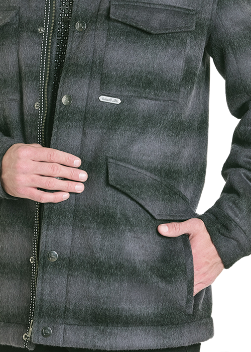 Powder River Heavy Brushed Plaid Wool Jacket Black