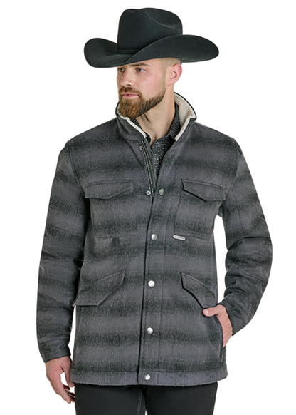 Powder River Heavy Brushed Plaid Wool Jacket Black