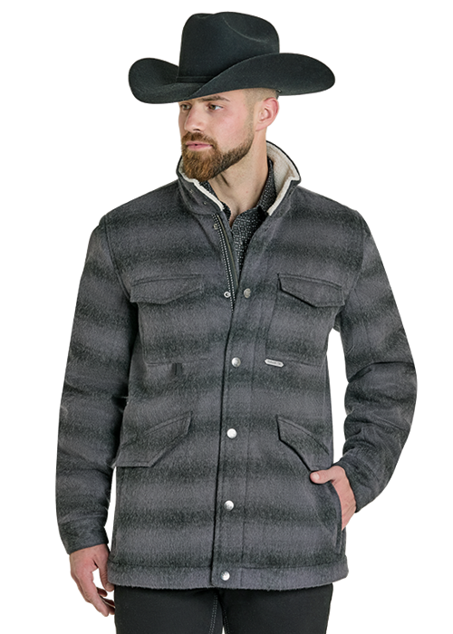 Powder River Heavy Brushed Plaid Wool Jacket Black