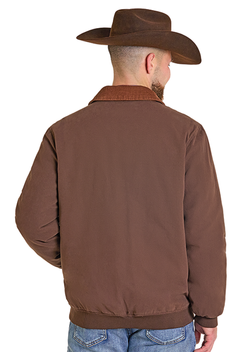 Rock & Roll Bomber Washed Canvas Jacket Dark Brown
