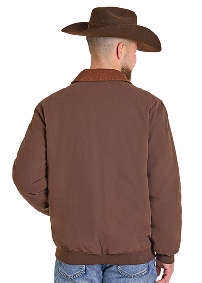 Rock & Roll Bomber Washed Canvas Jacket Dark Brown