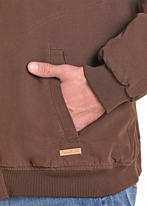 Rock & Roll Bomber Washed Canvas Jacket Dark Brown