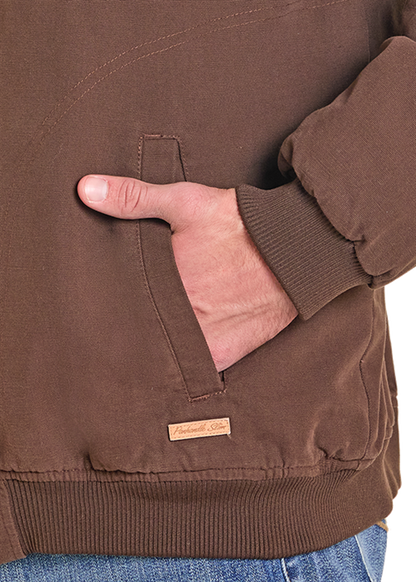 Rock & Roll Bomber Washed Canvas Jacket Dark Brown