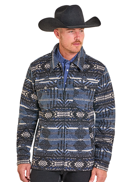 Powder River Printed Berber Jacket Navy